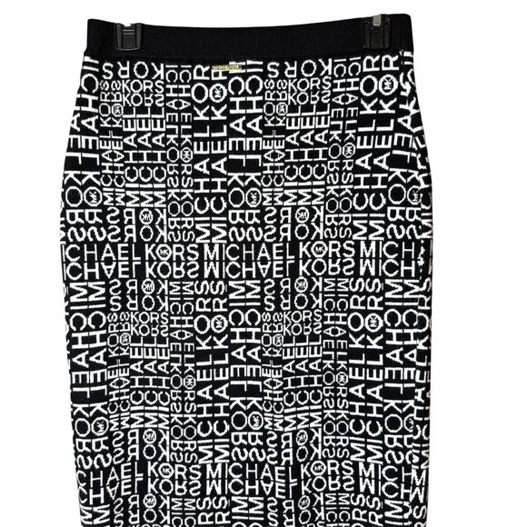 NWT Michael Kors Skirt Knit Pencil Women's Designer Black & White Size medium - Picture 2 of 10